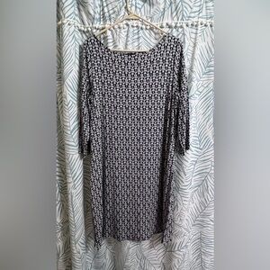 J. Jill Black and White Sheath Dress 3/4 Sleeve